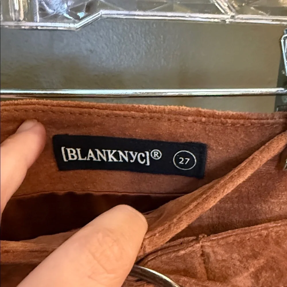 Blank NYC Tan Suede Mini Skirt with Buckle Accents